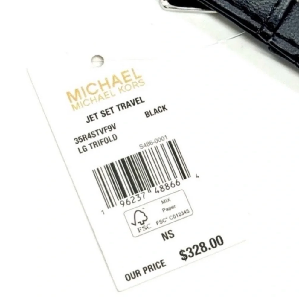 Michael Kors Large Quilted Trifold Wallet Black/Silver